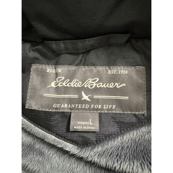 EDDIE BAUER Womans Goose Down Winter Coat Jacket Black Ski Size L EUC Cargo - Picture 6 of 9